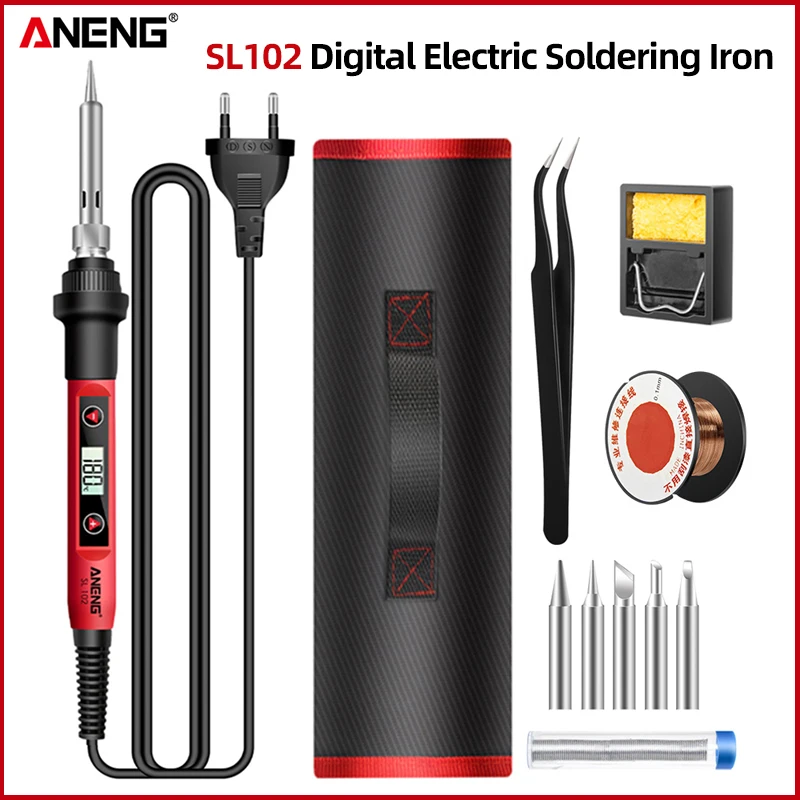 ANENG SL102/SL101 Electric Soldering Iron Kit 220V Digital Display Adjustable Temperature Welding Tools Portable Electrocautery