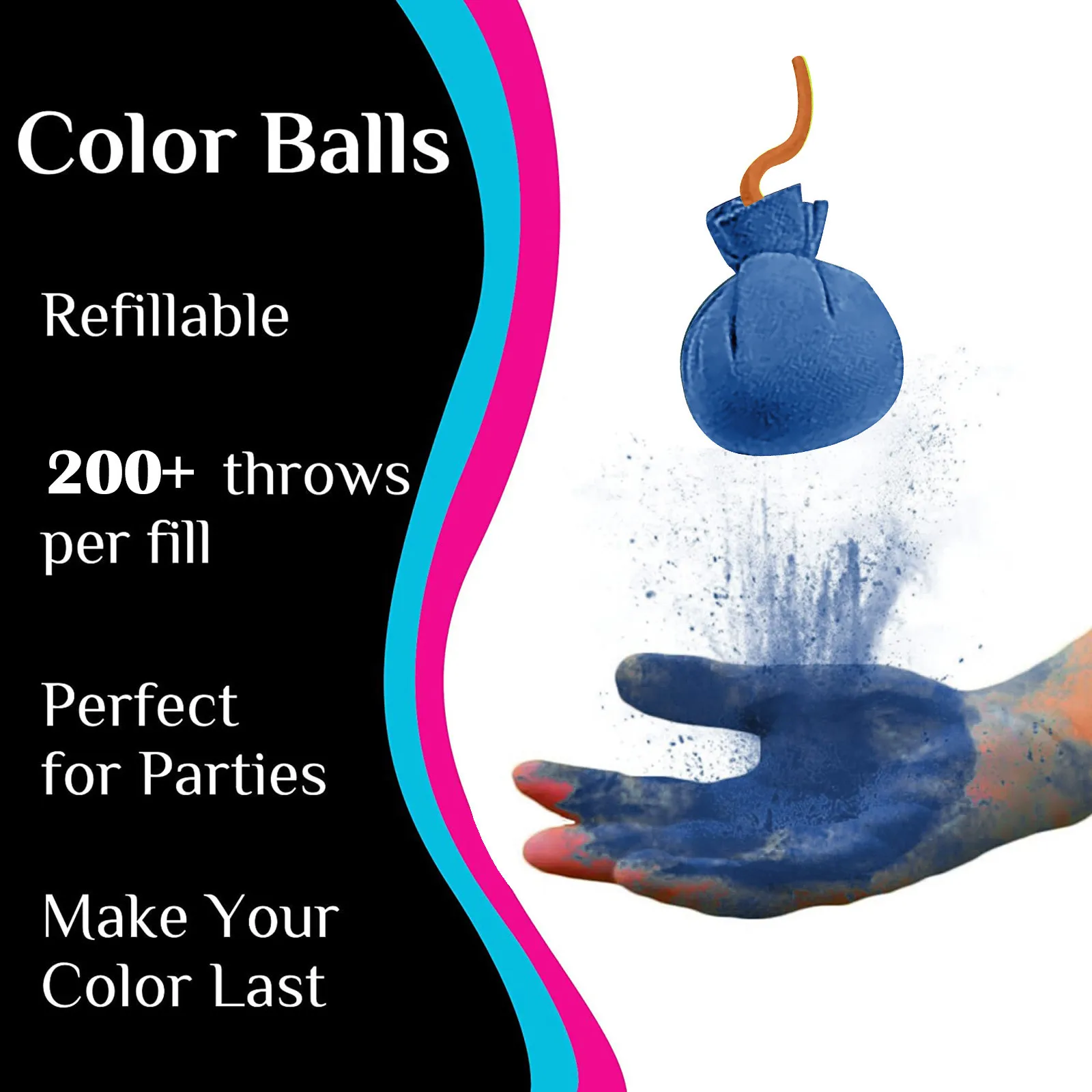 Graduation Season Color Powder Balls Funny Party Throwing Atmosphere Party Supplies Favors Novelty Festival Rainbow Corn Starch images - 6