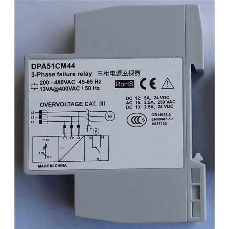 

Three-Phase Relay DPA51CM44 Three-phase AC Protector Phase Sequence Protection Relay Sensor