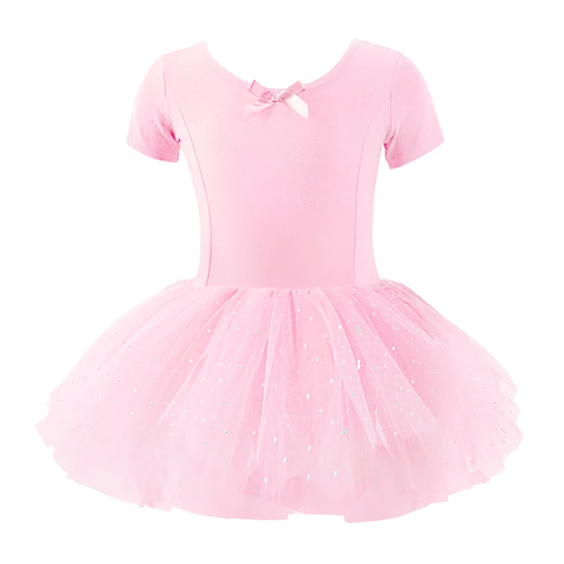 Ballet Dress Girls Tutu Princess Dress V Back Sequin With Polka Dot Gymnastics Costume Kids Korean Tulle Dress