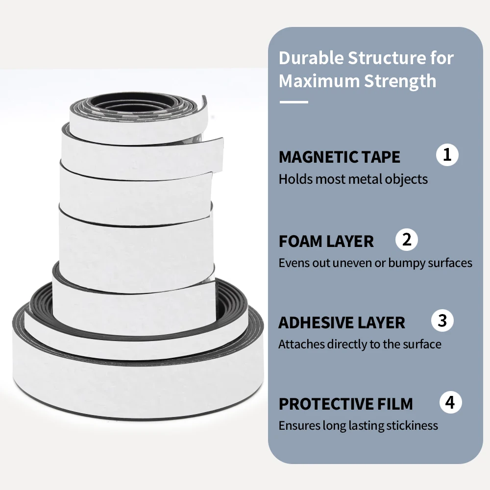 Strong Magnetic Magnet Self Adhesive Roll Tape Rubber Strip 10/20/25/30/40  Width