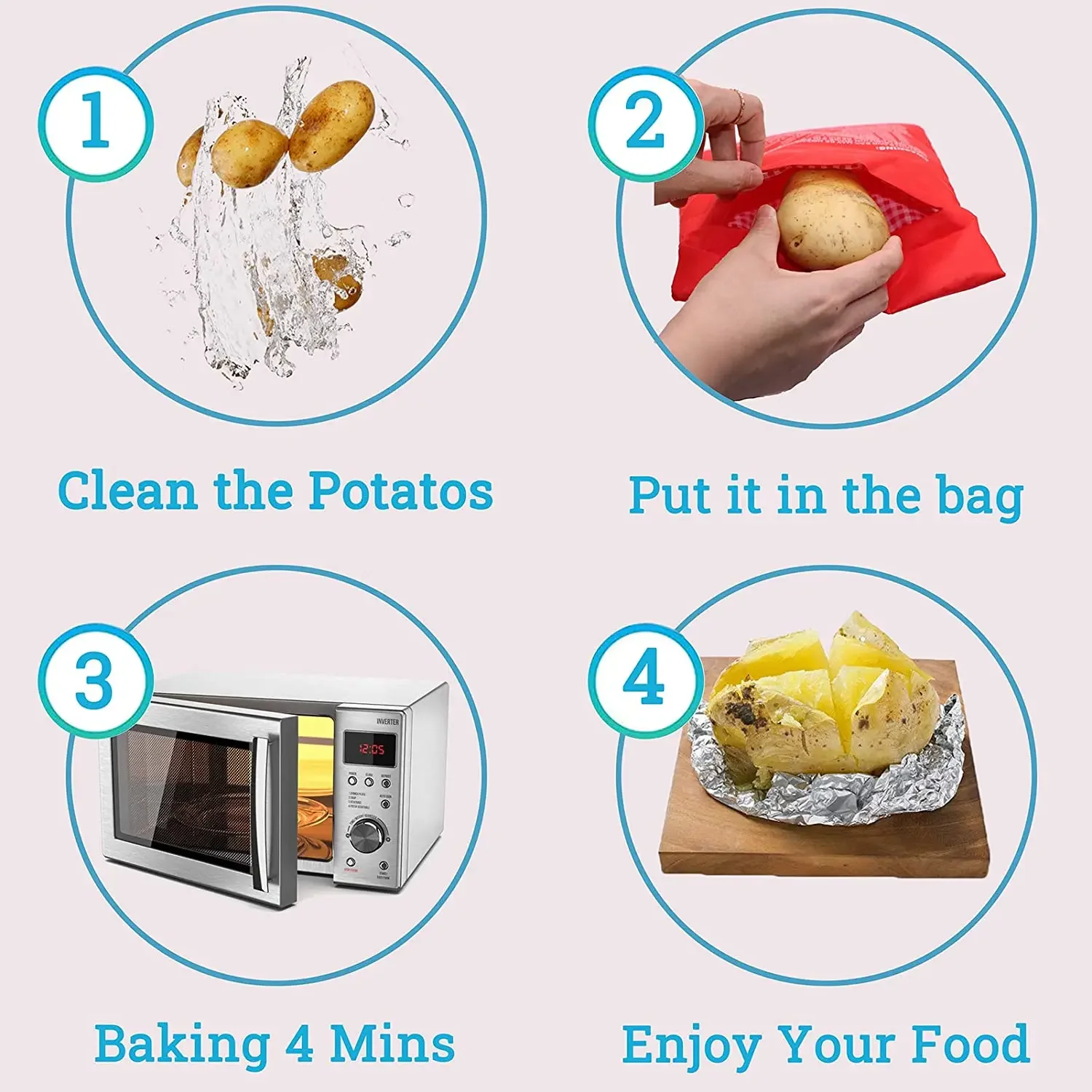 Reusable Microwave Potato Cooker Bag Washable Tortillas Cooker Pockets Corn Cooking Bag Microwave Baking Kitchen Gadgets