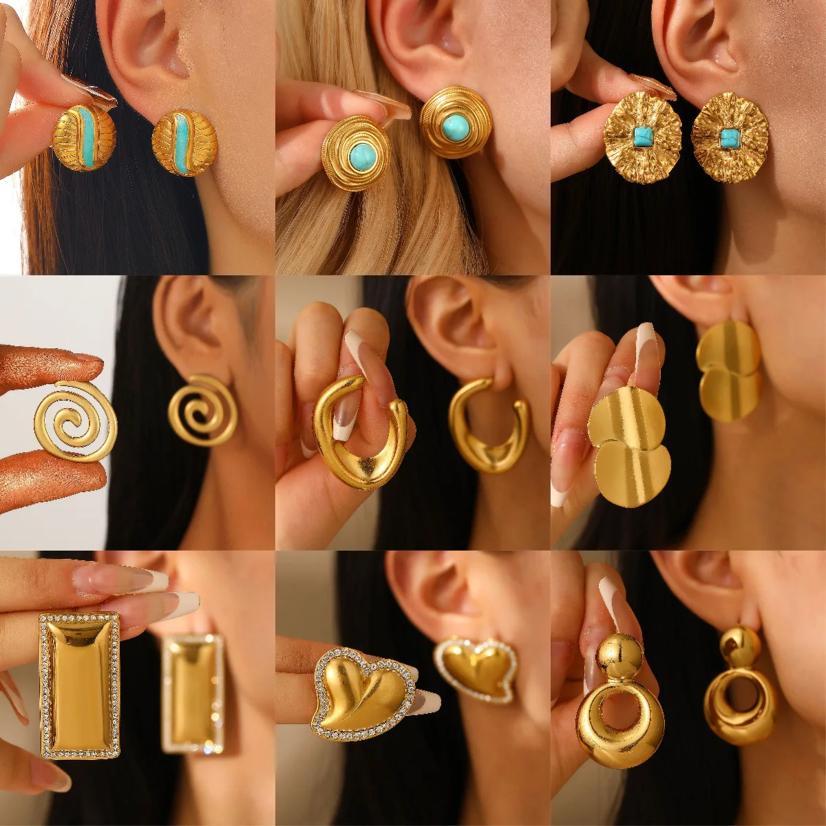 Top Selling Stainless Steel Vintage Metal Stud Earrings for Women