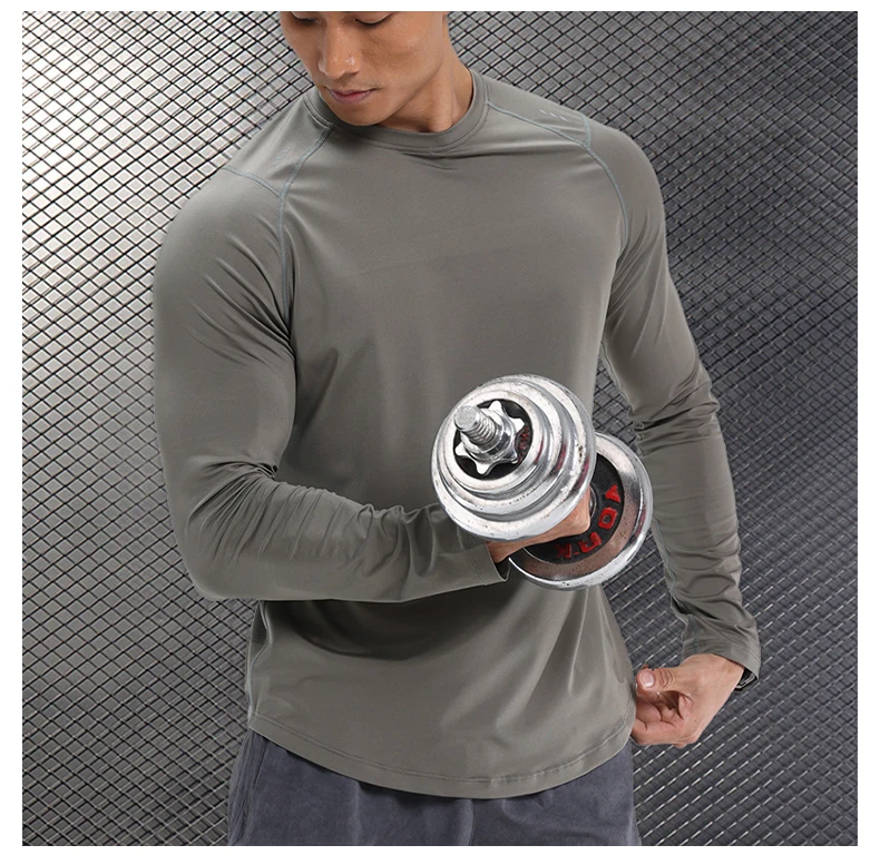 Men Compression Shirt - Long Sleeve Running Gym Top With Moisture Wicking Fabric