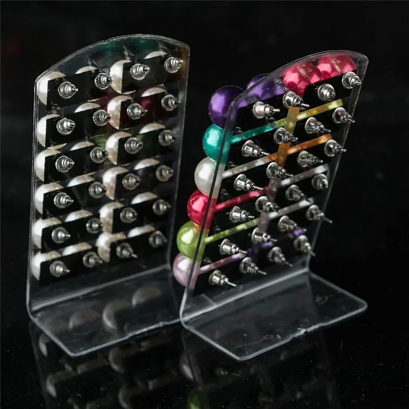 Imitation Pearl Stud Earrings Women Ear Jewelry Round Ball 4 6 8 10mm 12Pairs