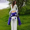 Women's High Elasticity Star Print Straight Leg Casual Pants Color Blocking Sports Embroidery Spring Summer New Fashion 2