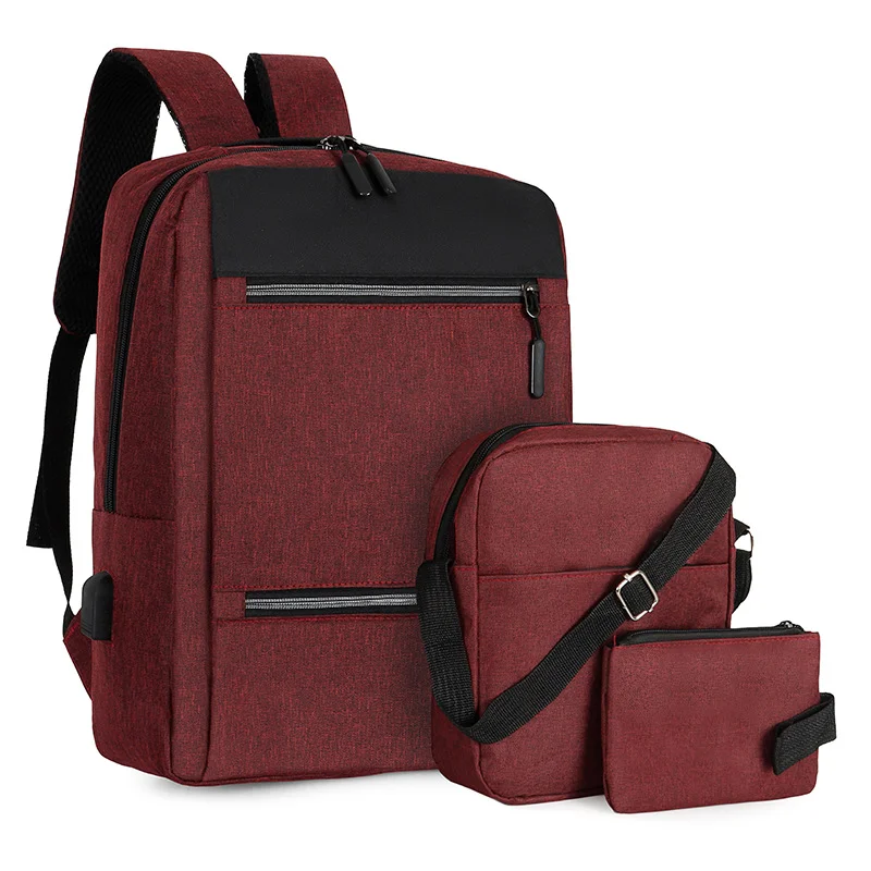 Bag, Backpack, Backpack, Large Shoulder Laptop, Capacity USB Rechargeable Three Piece Set For Student Business Travel Y2k Brand