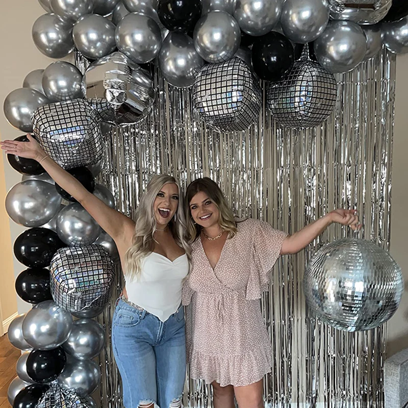 Last Disco Bachelorette Party Decor Silver White Balloon Garland Kit Disco  Ball Balloons Foil Curtain for Disco Dance Party - AliExpress