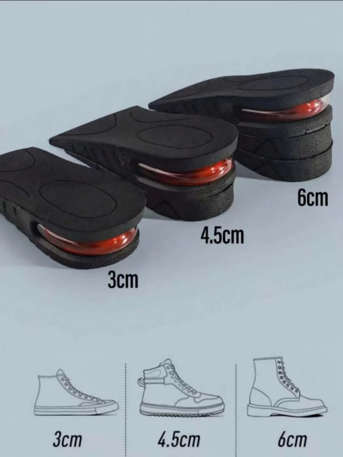 2 أزواج نعل مرتفع الصيف الرجال والنساء زوج واحد غير مرئية الداخلية مرتفعة وسادة هوائية نصف وسادة ل COSPLAY