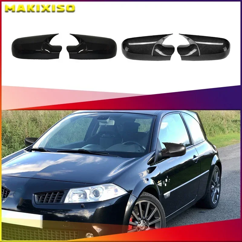 

2PCS Carbon Fiber Car Side Door Rear View Mirror Cover Cap Add on For Renault Megane 2 MK2 2002-2009 Car Styling