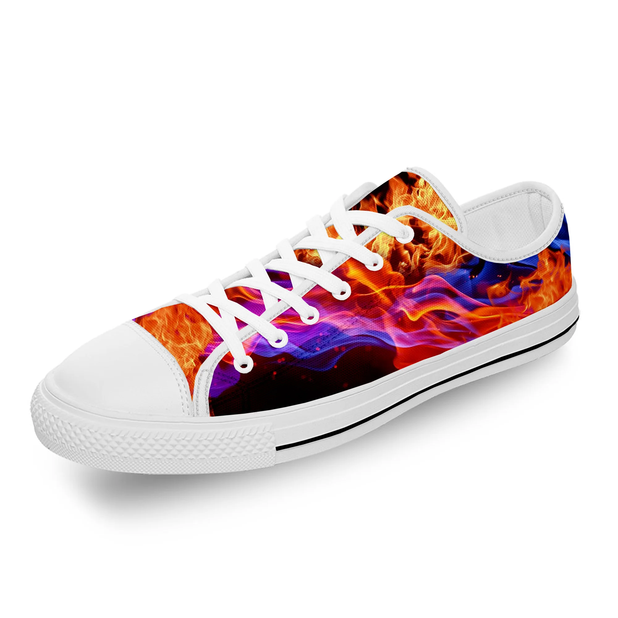 Anime Cartoon Flaming Flame Fire White Cloth Fashion 3D Print Low Top Canvas Shoes Men Women Lightweight Breathable Sneakers thundercats anime cartoon fashion personality cool sport running shoes lightweight breathable 3d print men women mesh sneakers