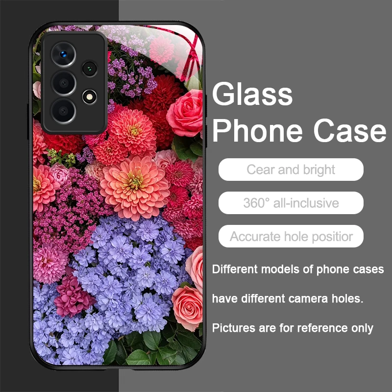 Floral Luxury Fresh Flower Pattern Glass Phone Case