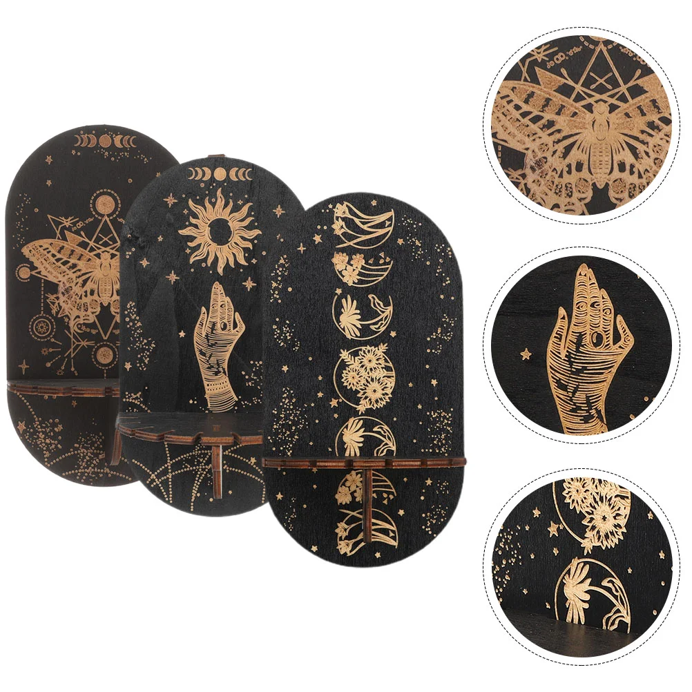 

3 Pcs Crystal Display Stand Shelf for Crystals Wall Bedroom Decor Mysterious Wood Delicate Holder Wooden Floating Shelves