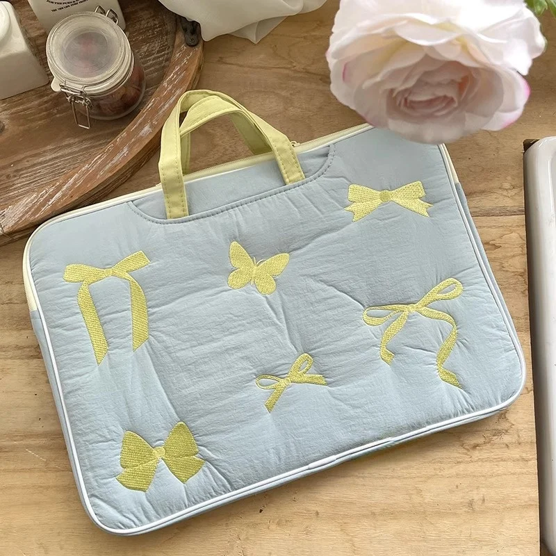 Chic Embroidered Bow Laptop Carry Bag - Multiple Sizes