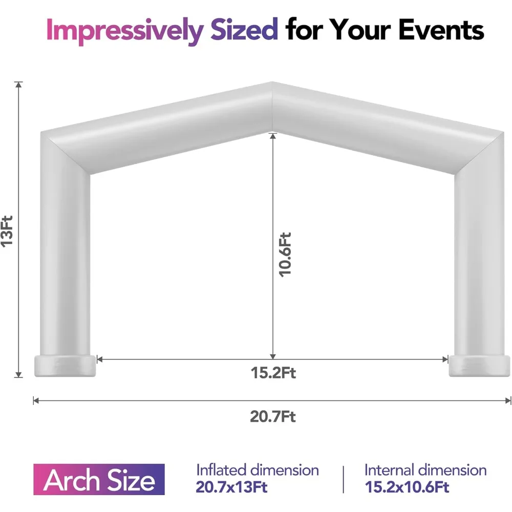 20Ft Gable Inflatable Arch with Built-in Blower - White, Archway Recommended for Races, Marathons, Organized Events, Carnivals,