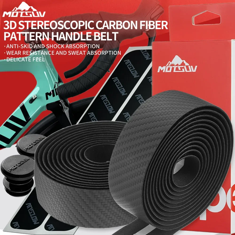 MOTSUV Bicycle Handlebar Tapes Road Bike Handle Bar Straps Anti-slip PU EVA Breathable Cycling Soft Anti-Vibration Tape 2 Plugs
