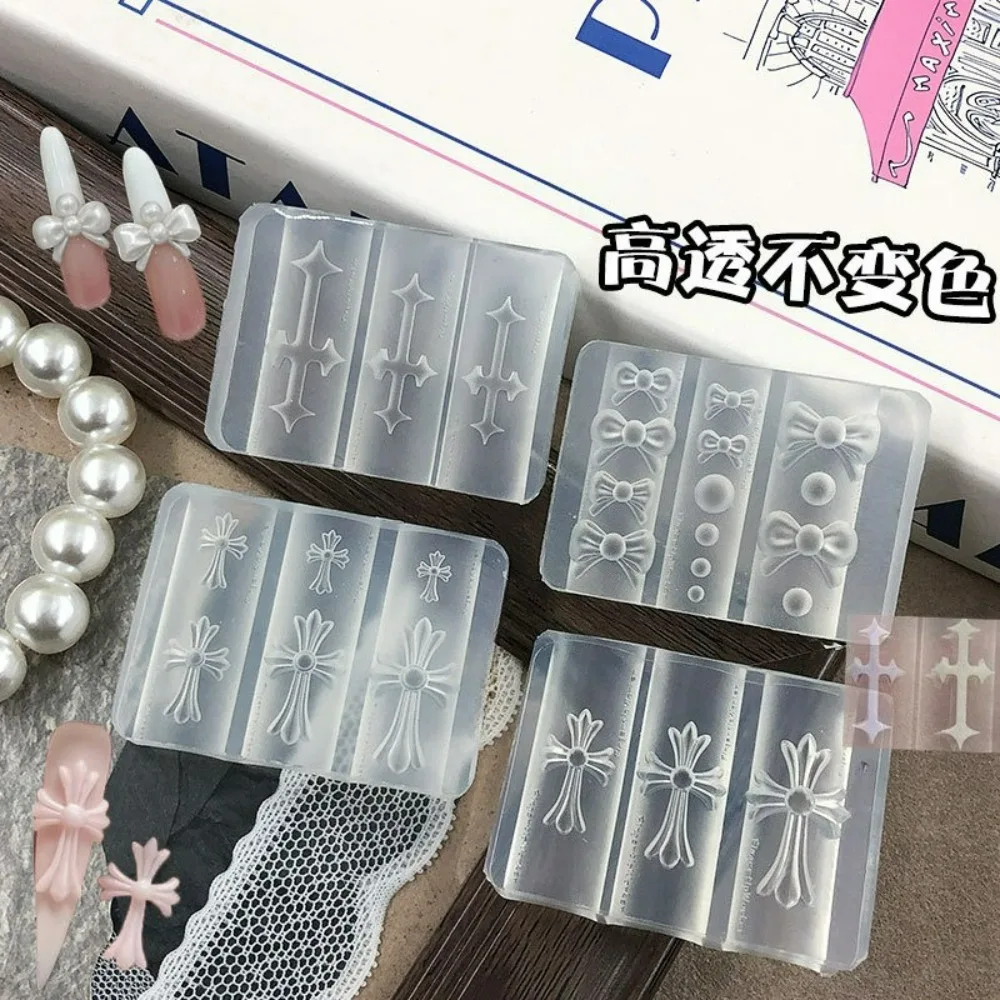 Trendy Nail Mold 3D Silicone DIY Carving Cross Butterfly Knot Nail Art Decor Stencils Reusable Manicure Template Tools 1
