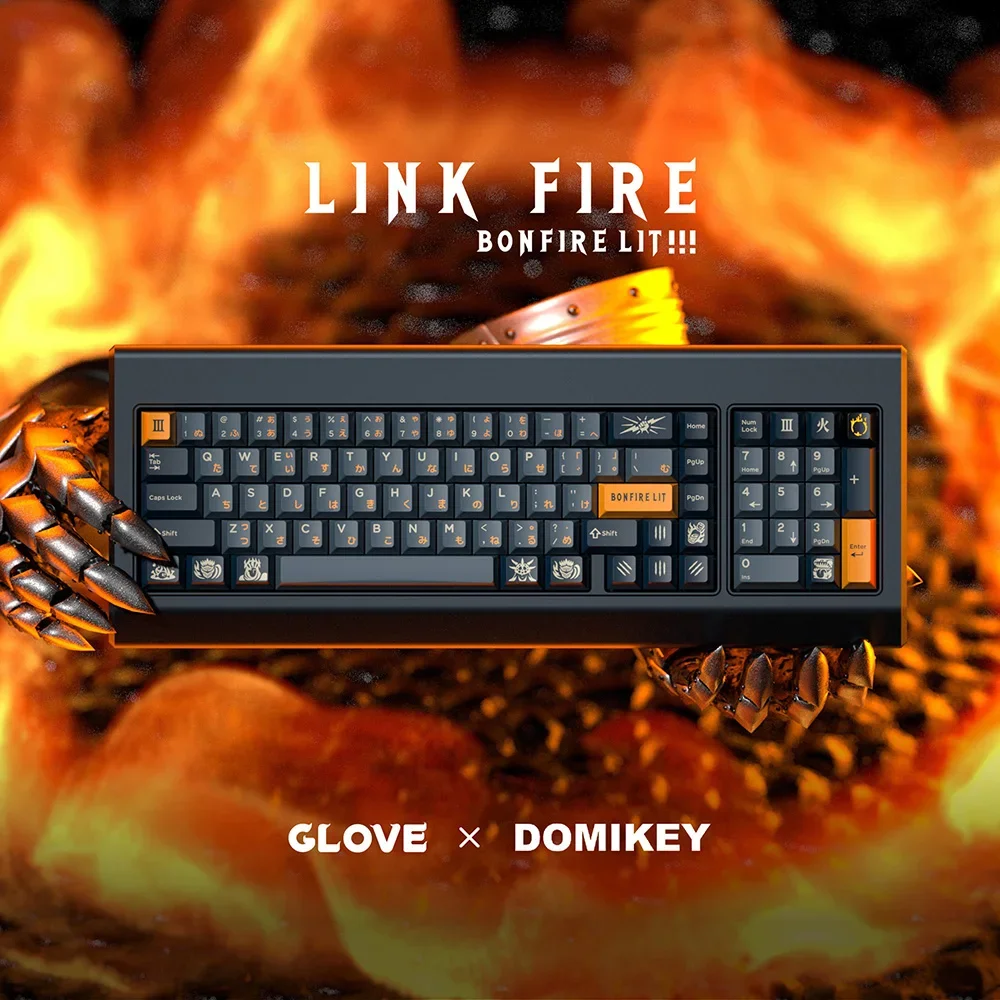 Glove X Domikey Cherry Link Fire ABS Doubleshot keycap for mx stem keyboard poker 87 104 gh60 xd64 xd68 xd87 bm60 bm65 bm80