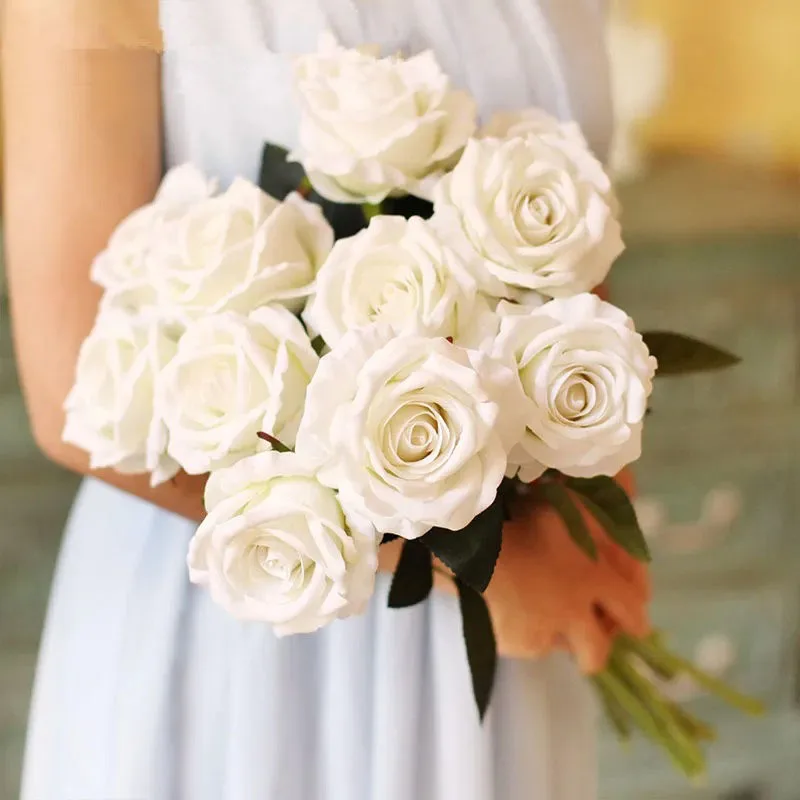 Elegant Artificial Red Roses – Realistic Faux Floral Arrangement for Weddings and Home Décor