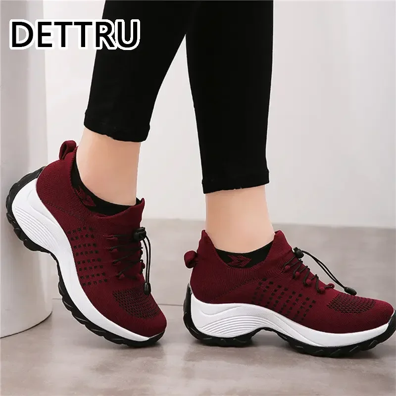 Women's walking shoes Fashion Sock Sneakers Breathe Comfortable Nursing Shoes Casual Platform Loafers Non-Slip