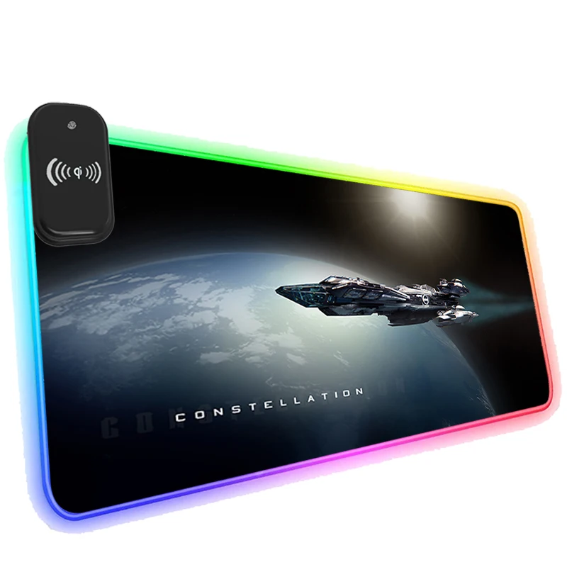 Ricarica Wireless Rgb Mouse Pad Led Gaming Star Citizen Tappeto Luminoso Cool Mousepad Tappetino Da Scrivania Accessori Per Pc Computer Uffici Mat S