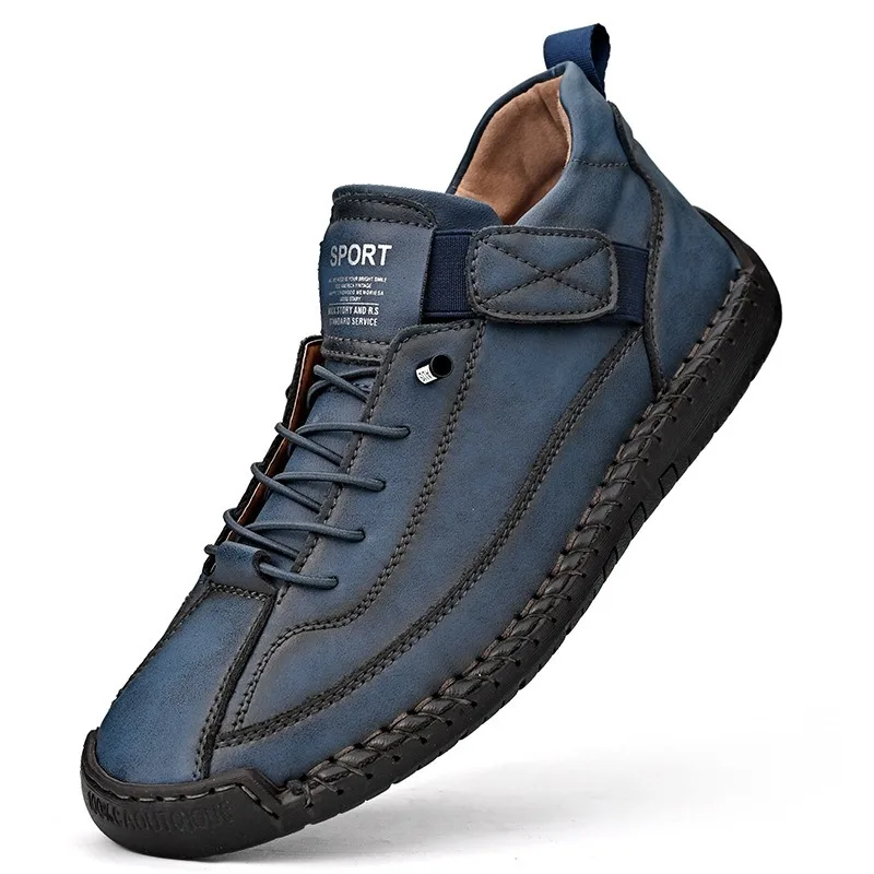 Customizable Hand-stitched Leather Shoes for Men Outdoor Light Non-slip Walking Casual Shoes Men Slip-On Driving Loafers