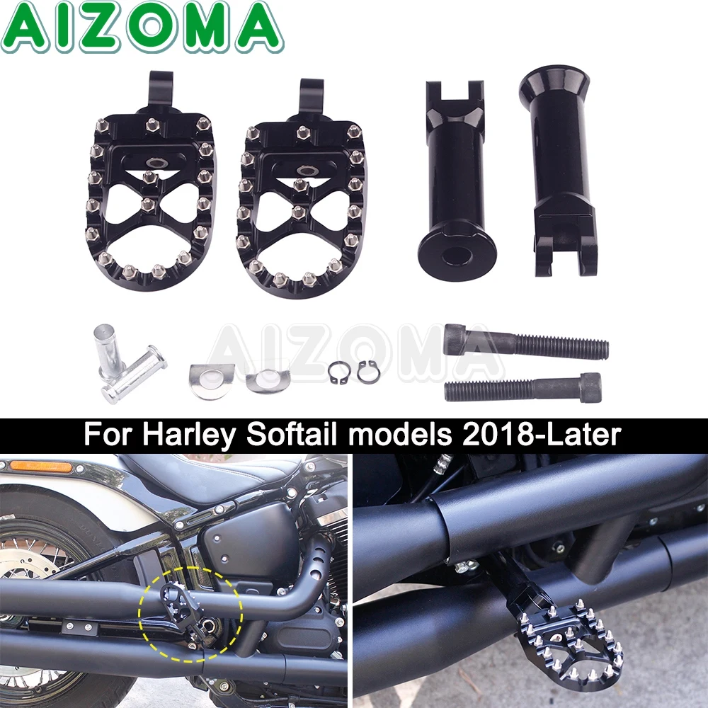 360 Adjustable Male Mount Passenger Wide Foot Pegs For Harley Softail Street Bob Fxbb Fxbr Flsl
