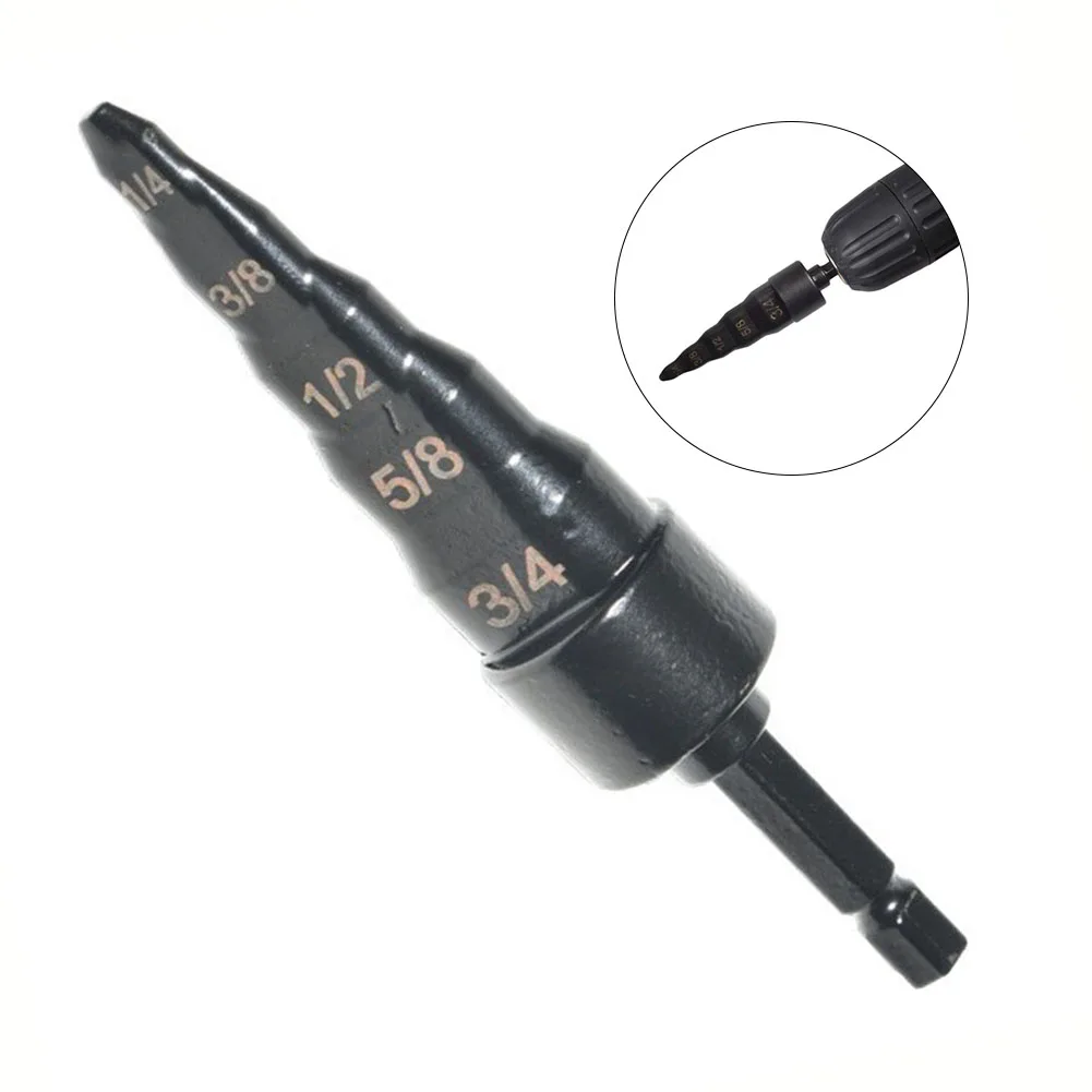 

1pc Swage Tube Expander Tool 1/4", 3/8", 1/2", 5/8", 3/4 " Five Sizes Of Carbon Steel Drill Bits Black For Most Copper Pipe