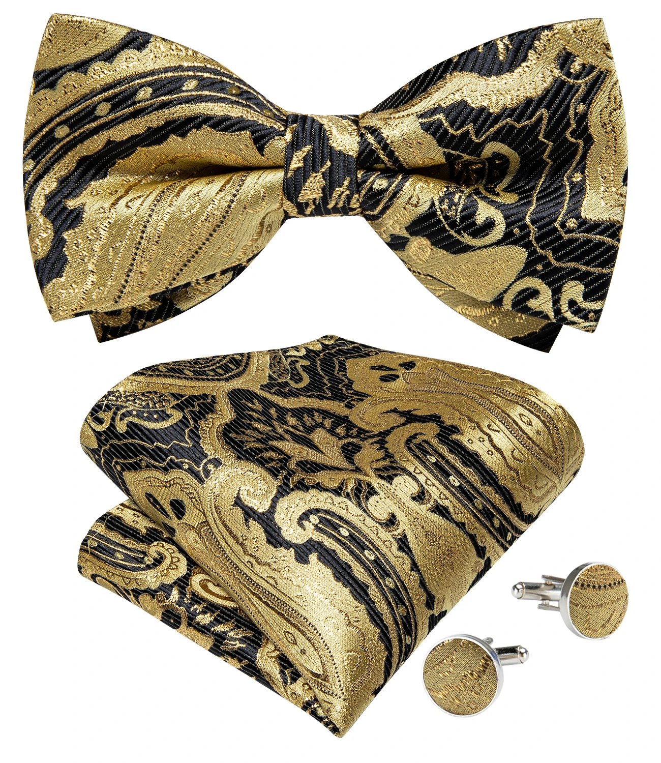 Set Papillon Uomo Verde Seta Con Fazzoletto E Gemelli Eleganti – Completo Per Matrimoni E Eventi Formali