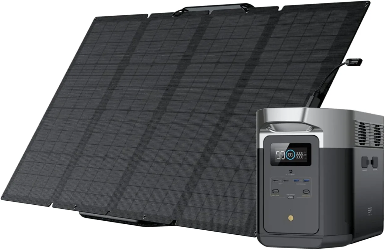 Solar Generator Max (2000) 2016Wh with 160W Solar Panel 6 X 2400W 5000W Surge AC Outlets Portable Power Station for Home Backup