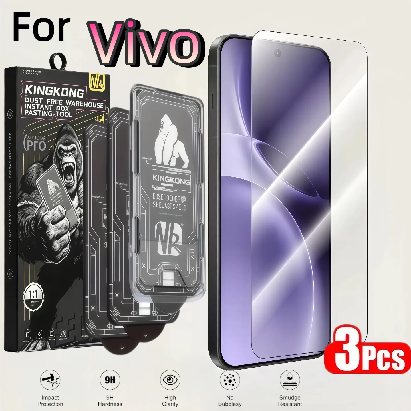3 Pack 9H Anti-Dust Tempered Glass Screen Protector