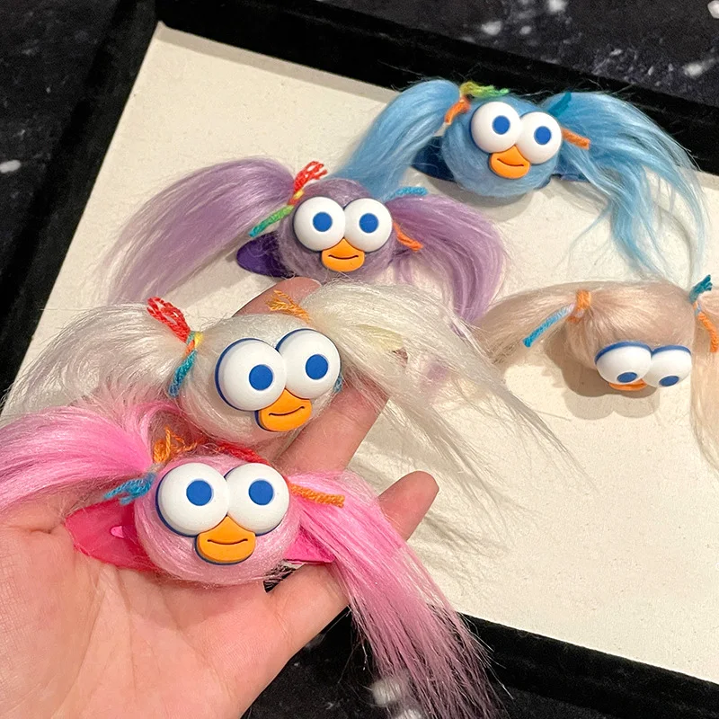 Funny Long Hair Doll Hairclip Plush Pompom Hairpin Side Long Braid DIY Hairstyle Ugly Cute Doll Headwear Hair Accessories Gifts new winter baby hat scarf gloves set knitted fur ball baby beanie hats pompom kids caps infant accessories christmas gift 1 5y