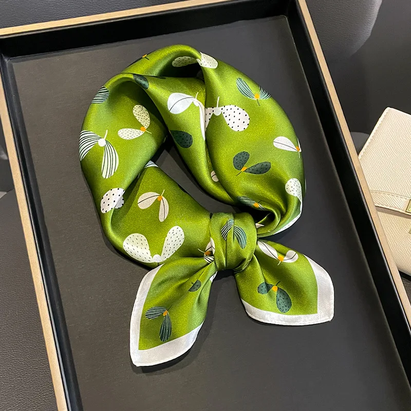 2024 New 100% Real Silk Hair Scarf Fashion Lady Kerchief Foulard Female Bandana Scarves for Women Hair Band Hijab Shawl Wraps