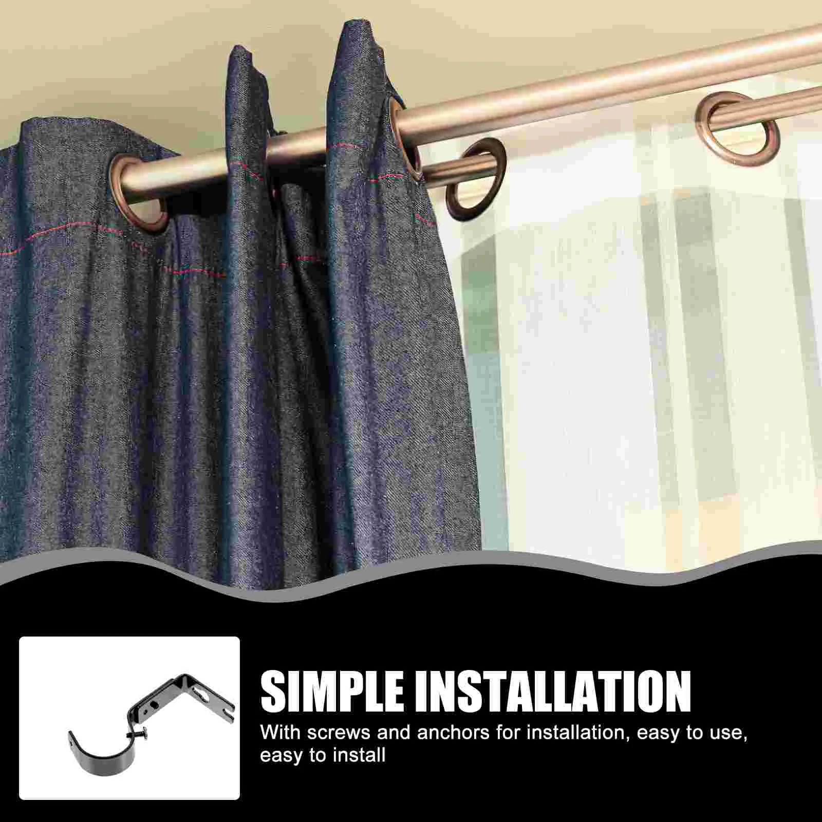 4 Pcs Lengthen Curtain Rod Bracket Hooks Wall Mount Holders