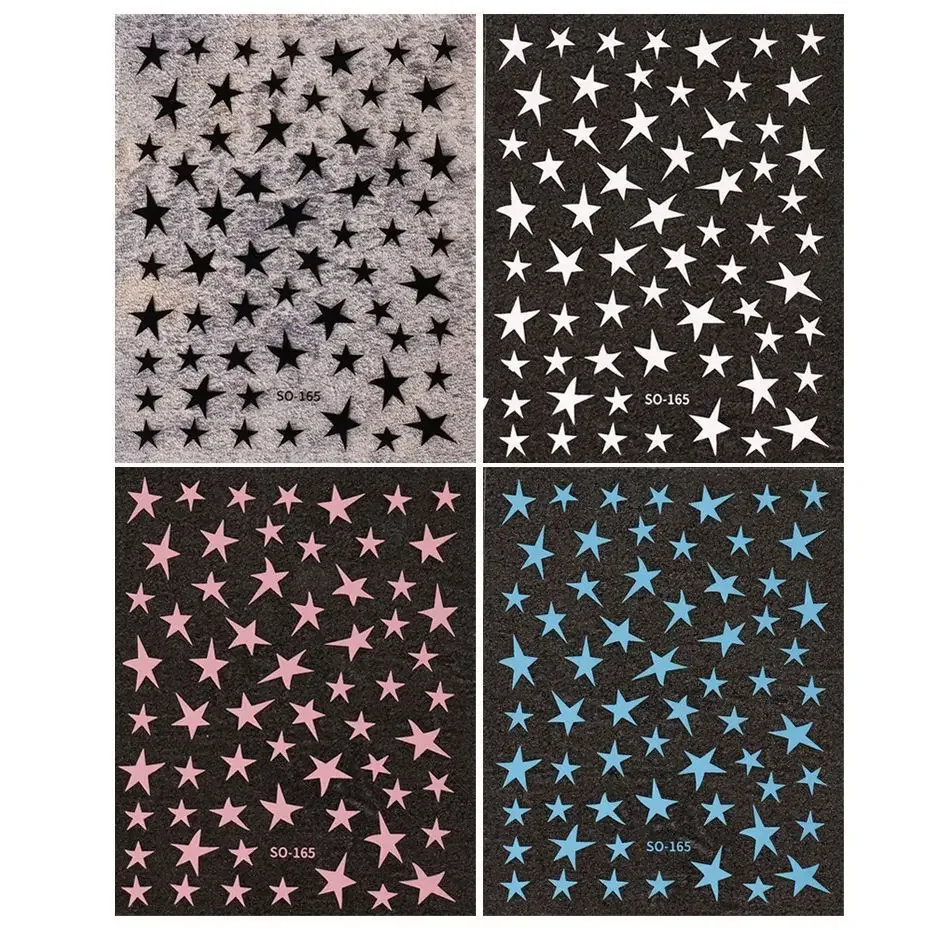 Irregular Pentagram Laser Shiny Nail Stickers - Self-Adhesive DIY Manicure Decals & Foils Wholesale Decor