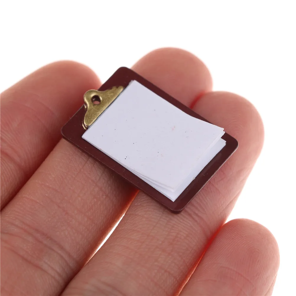 Mini Alloy Clipboard With Real Paper Attache For Doll DIY Miniature Dollhouse Dolls Accessories 18mm*21mm
