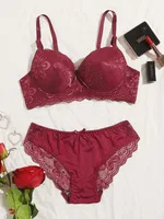 Vêtements deux pièces floraux transparents, lingerie Push Up à armatures pour femmes A2123 1