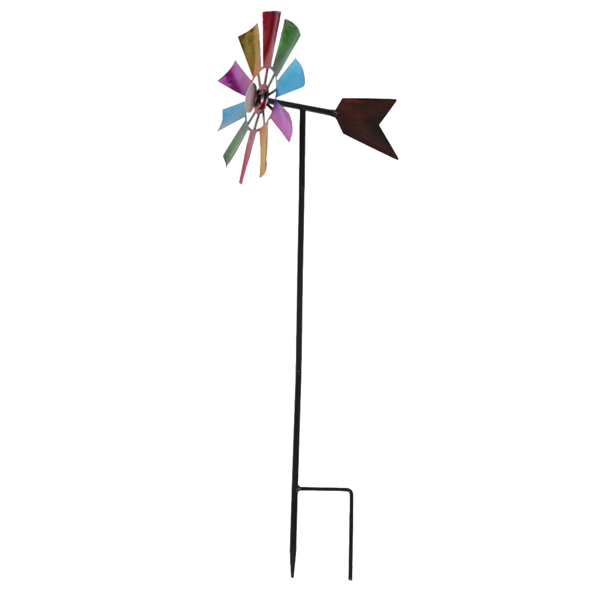 Flower Wind Spinner Stake Rainbow Metal Windmill Garden Decoration Garden Stake Outdoor Wind Sculpture Lawn Decoration garden art decor windmill toys wind spinner garden windmill