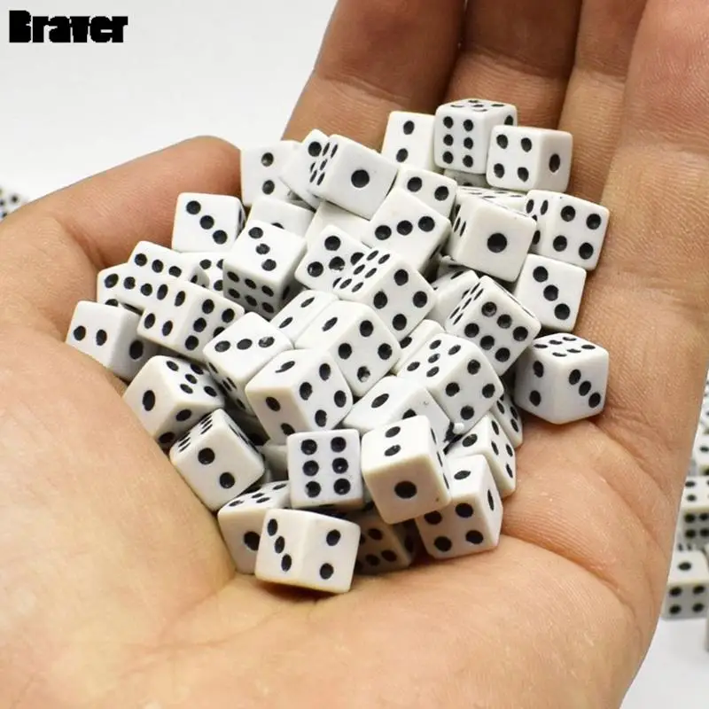50 Pcs/Lot 8mm Plastic Gaming Dice Standard Six Sided Decider Party game dice,dice set,acrylic dice