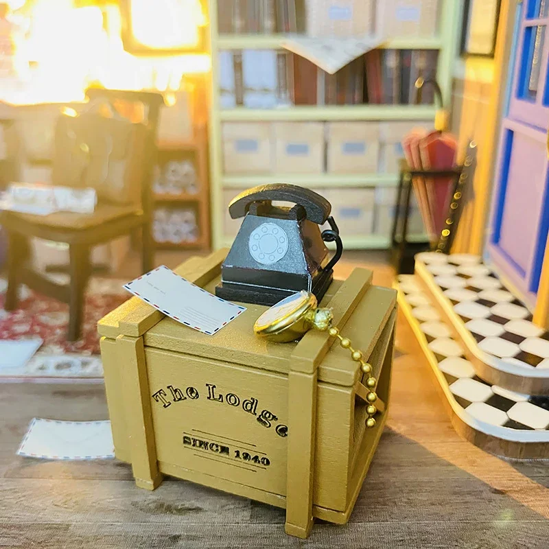 방 장난감 만들기용 나무 인형 집 미니 DIY 키트, 3D 퍼즐 빌딩 조립 모델, 어린이 선물용 LED 장난감