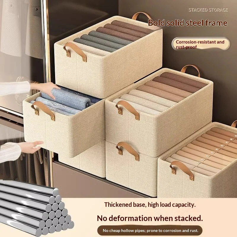 Foldable Fabric Storage Box for Home Use Wardrobe Organizer for Clothes and Pants Layered Storage Solution - 2