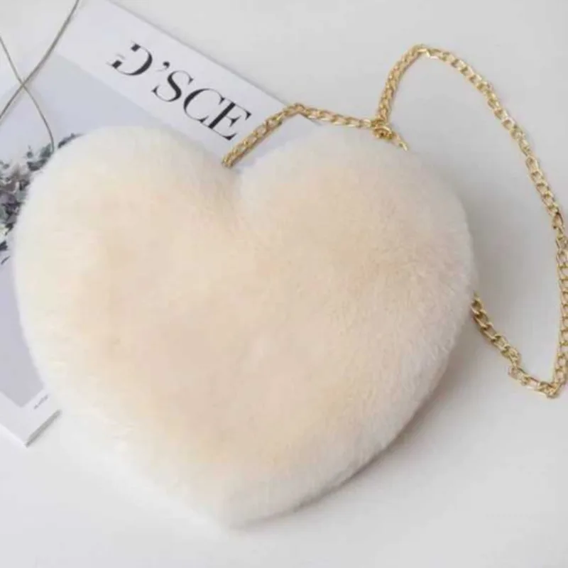 Shoulder Small Chain Plush Bag Peach Heart Shaped Love Casual Handbag For Woman High-Quality Versatile Messenger Luxurycrossbody