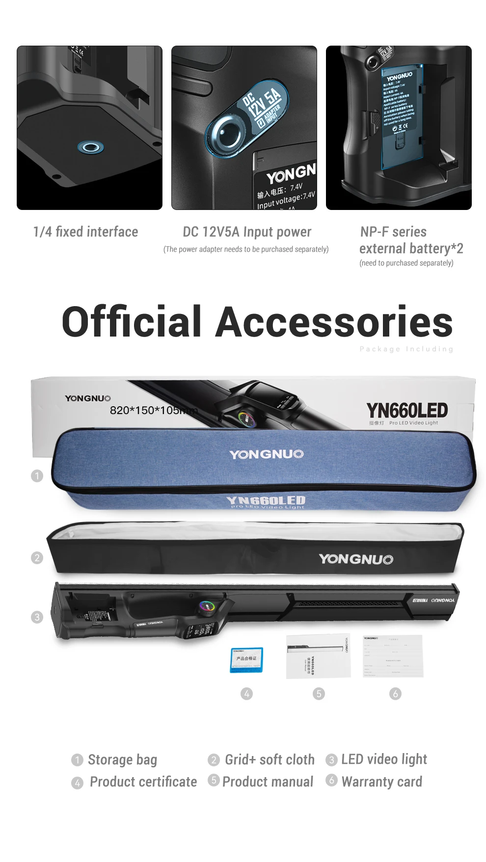 YN660 Handheld LED Video Light Touch Adjusting Bi-color 2000-9900k RGB Color Rem