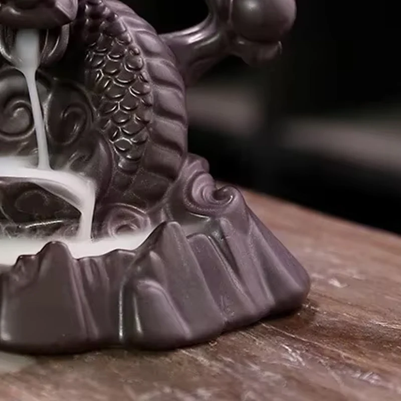 Creative Dragon shaped Incense Burner, Ceramic Purple Sand, Home Indoor Zen Tea Ceremony Living Room Office Fragrance Stove, 1Pc