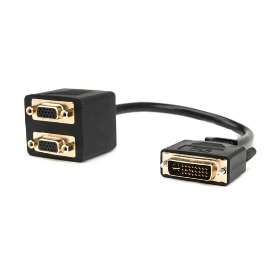 DVI to VGA Splitter cable dvi to vga converter dvi splitter Passive Analog DVI-I to Dual VGA splitter adapter cable DVI-I signal on two monitors