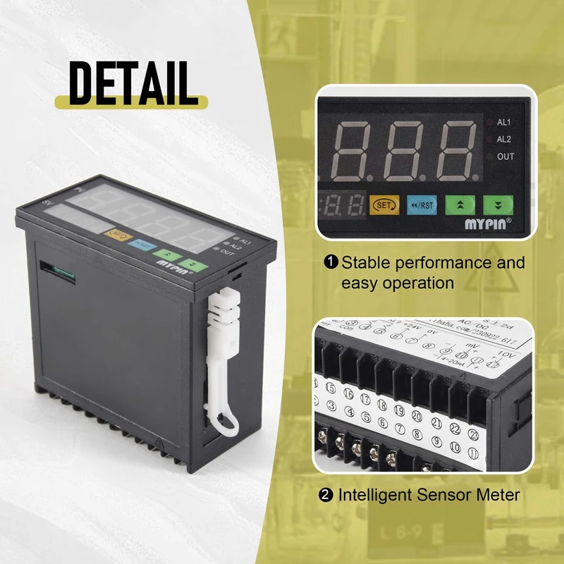 Sensor Module mypin Digital Sensor Meter Multi-Functional ligent Led Display 0-75Mv/4-20Ma/0-10V 2 Relay Alarm Output Da8-Rrb