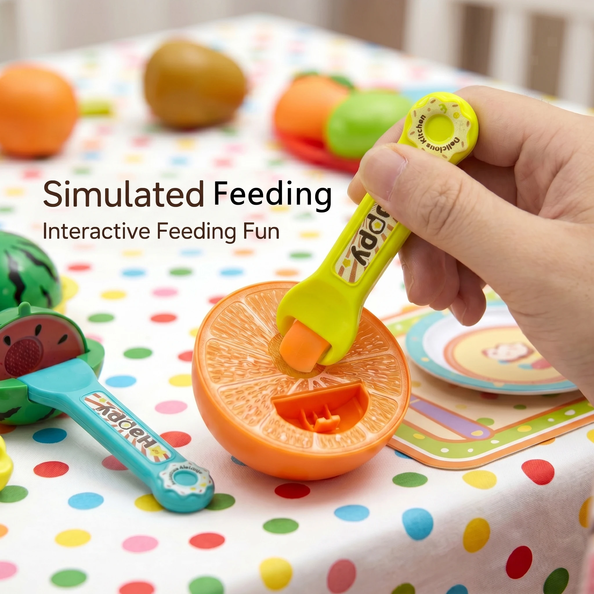 Kids Kitchen Set Creative Feeding Toy Set Simulation Fruit Cutting Role Playing Game Toys Interactive Party Games Christmas Gift - 6