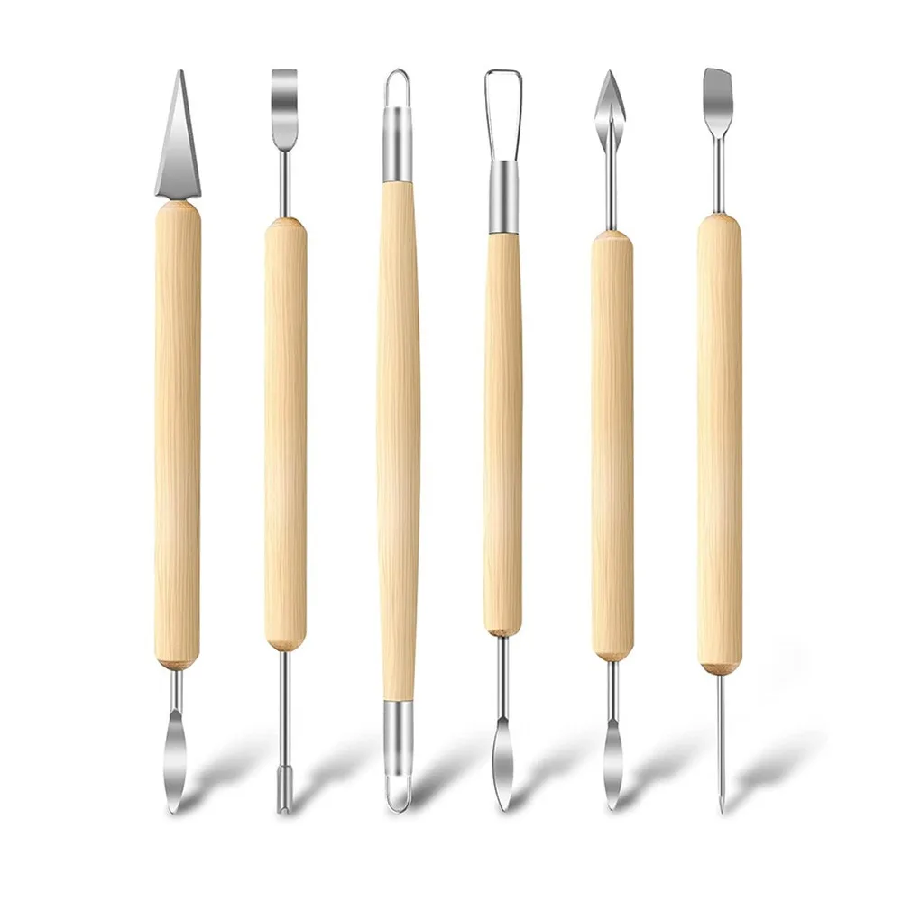 ערכת כלי חרס בעלת 6 חלקים, כלי חרס וכלי חריטה, סט חריטת חרס מודלציה פולימרית לחיתוך, יצירת קרמיקה