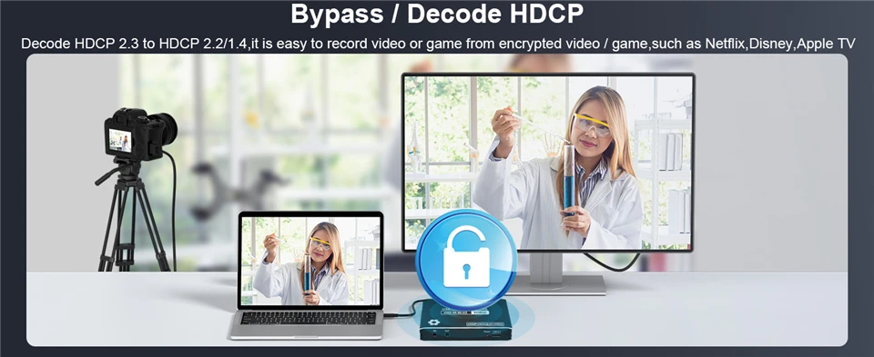 4K 60Hz HDMI USB 3.2 Capture Bypass HDCP USB C Video Card 1080P 240FPS Video Gra