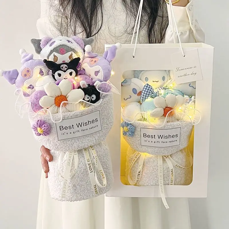 

Sanrio Pompompurin Cinnamoroll Plush Doll Bouquet Hello Kitty Kuromi Kawaii Girl's Valentine's Day Birthday Gift